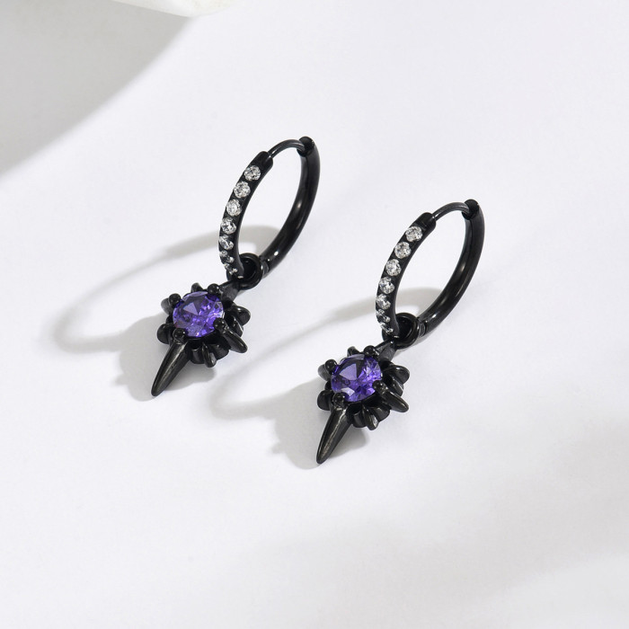 Wholesale Black Plated Stainless Steel Huggie Hoops