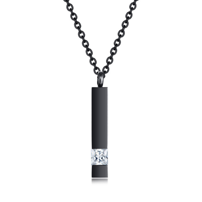 Wholesale Stainless Personalized Vertical Bar Necklace with CZ
