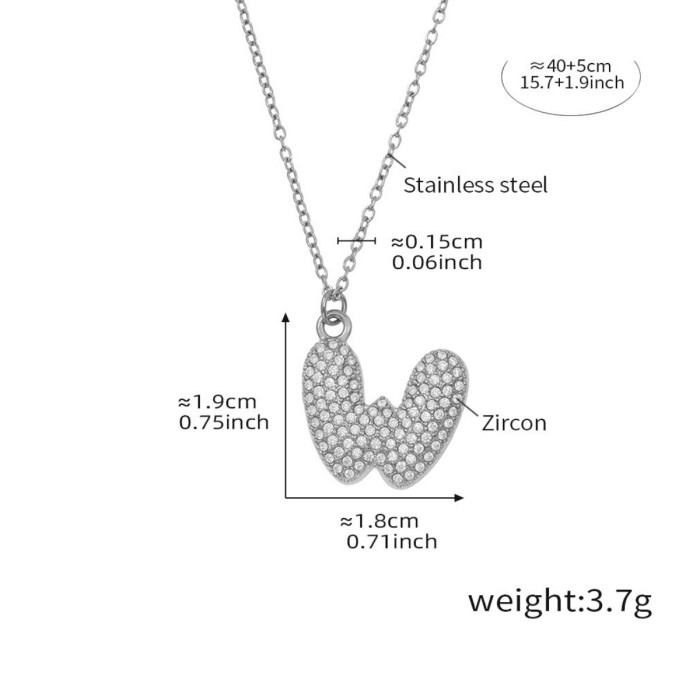 Wholesale Stainless Steel 5A CZ Initial Necklace