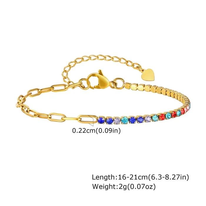 Wholesale Stainless Steel Half Tennis Half Paperclip Bracelet