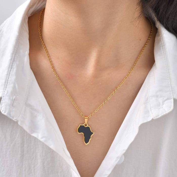 Wholesale Africa Map Necklace (Stainless Steel)