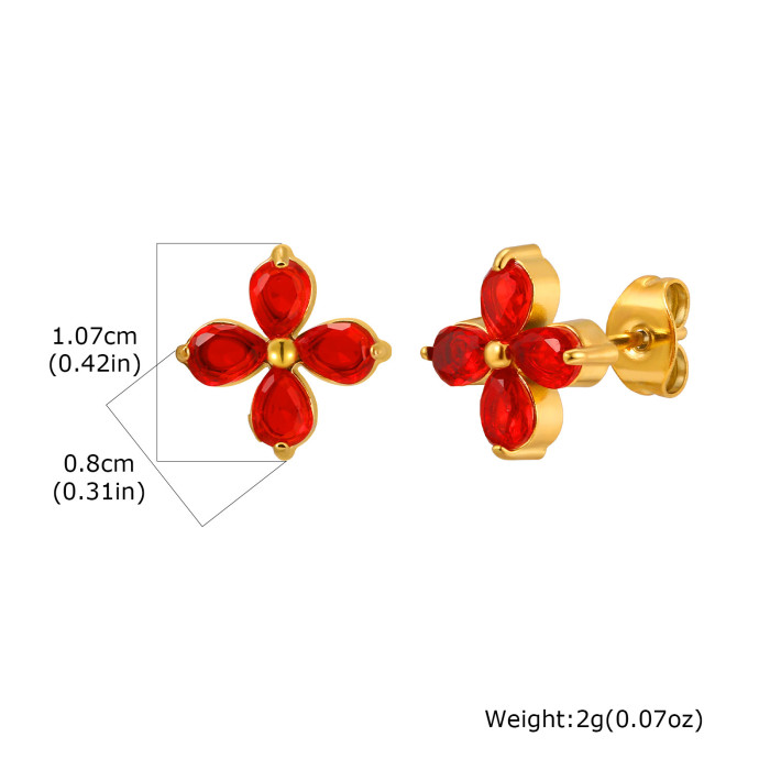 Wholesale Stainless Steel Zirconia Flower Earrings