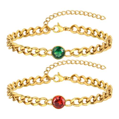 Wholesale Stainless Steel Cuban Chain Zirconia Bracelet