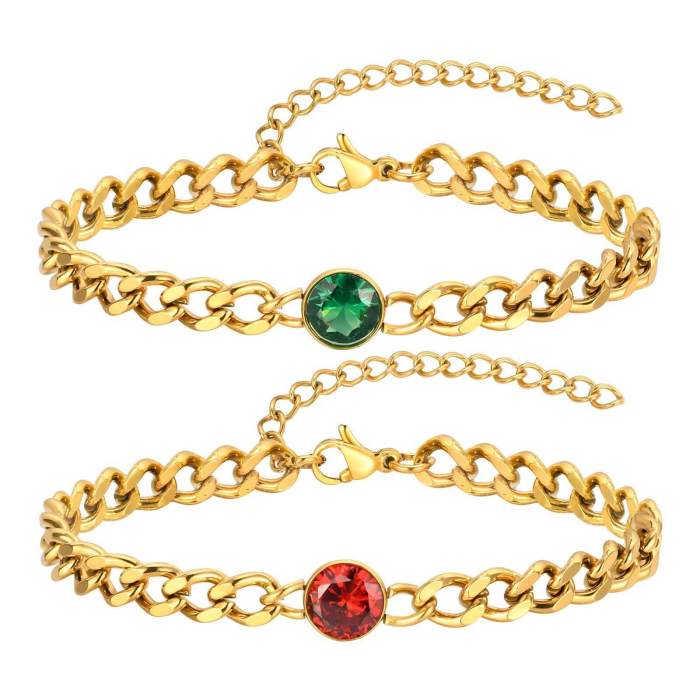 Wholesale Stainless Steel Cuban Chain Zirconia Bracelet