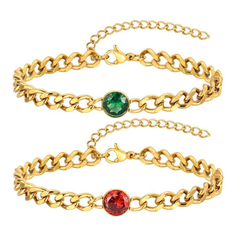 Wholesale Stainless Steel Cuban Chain Zirconia Bracelet