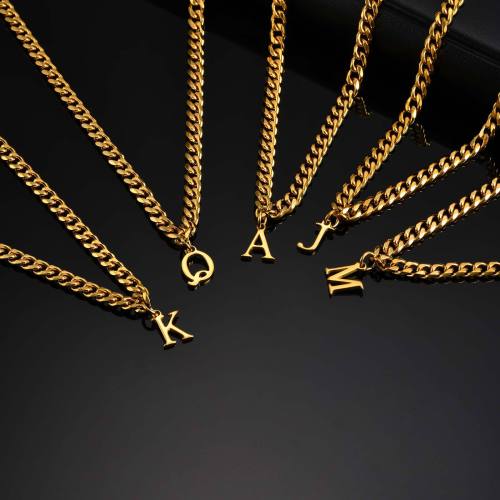 Wholesale Stainless Steel Men's Initial Necklace