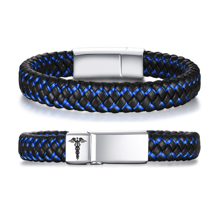 Wholesale Stainless Steel Medical Leather Bracelets