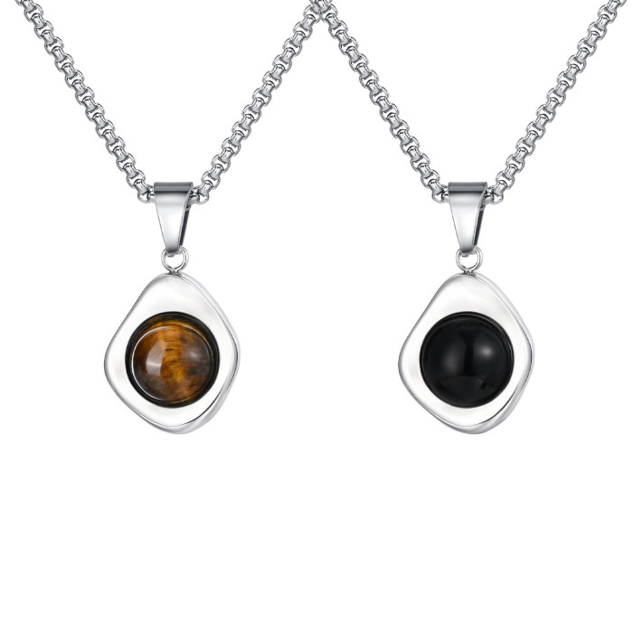 Wholesale Stainless Steel Tiger Eye Agate Stone Pendant