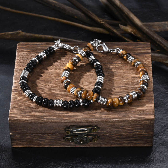 Wholesale Stainless Steel Agate Tiger Eye Bracelet