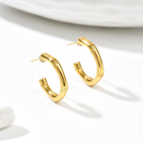 Wholesale Stainless Steel Bamboo Style Hoop Earrings