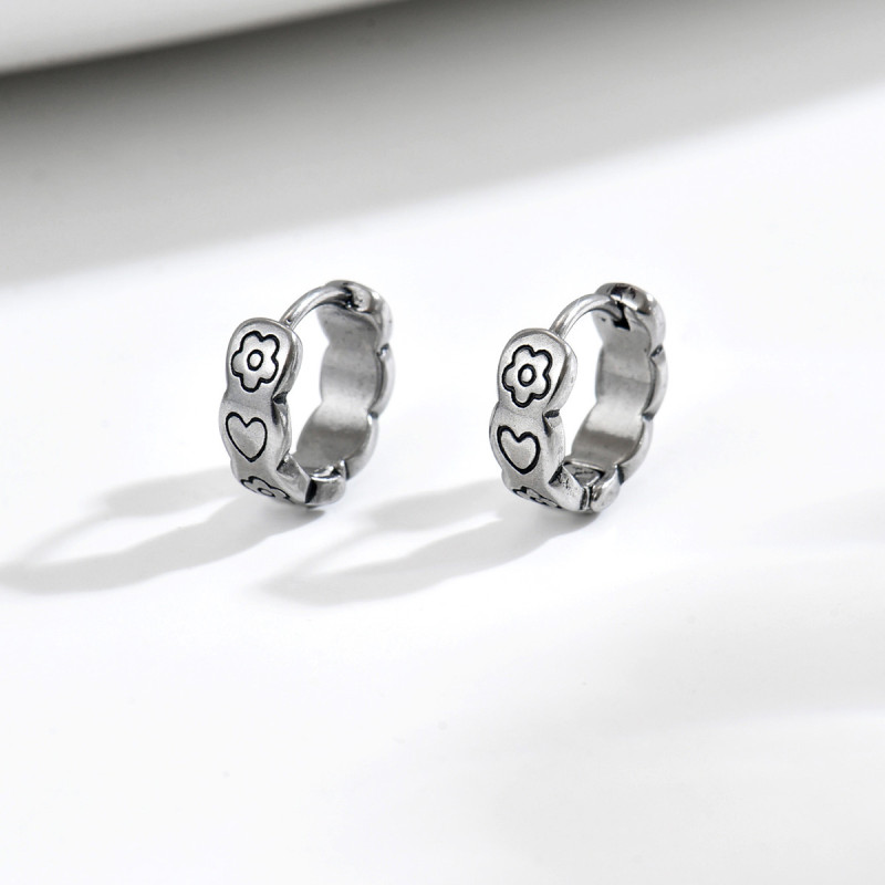 Wholesale Stainless Steel Heart & Flower Earrings