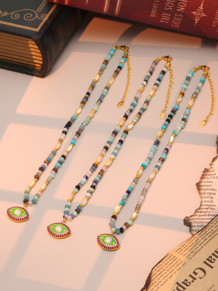 Wholesale Devil's Eye Natural Stone Beaded Necklace