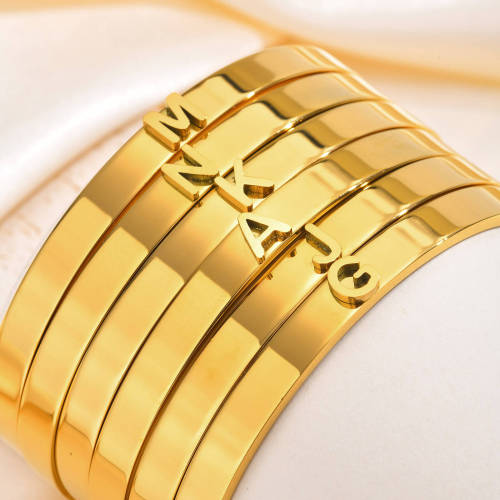 Wholesale Stainless Steel Glossy Letter Open Bangle