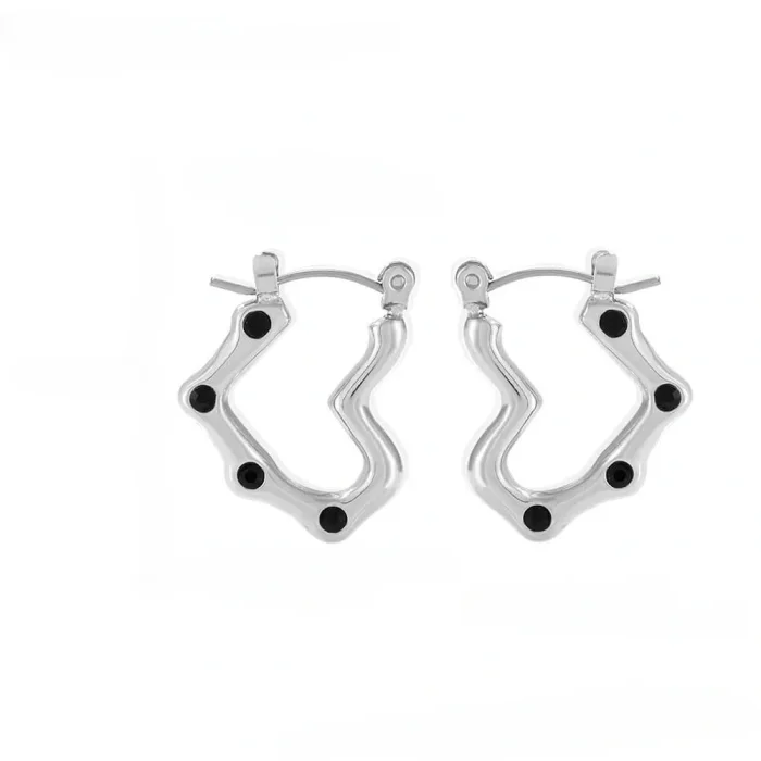 Wholesale Stainless Steel Shiny Open Heart Hoop Earrings