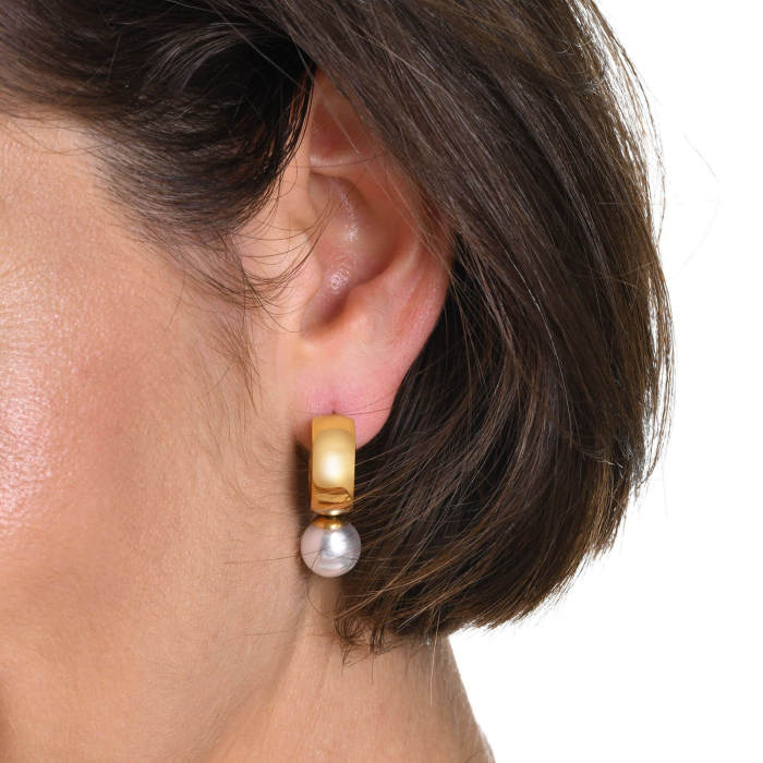 Wholesale Stainless Steel and Pearl Earring