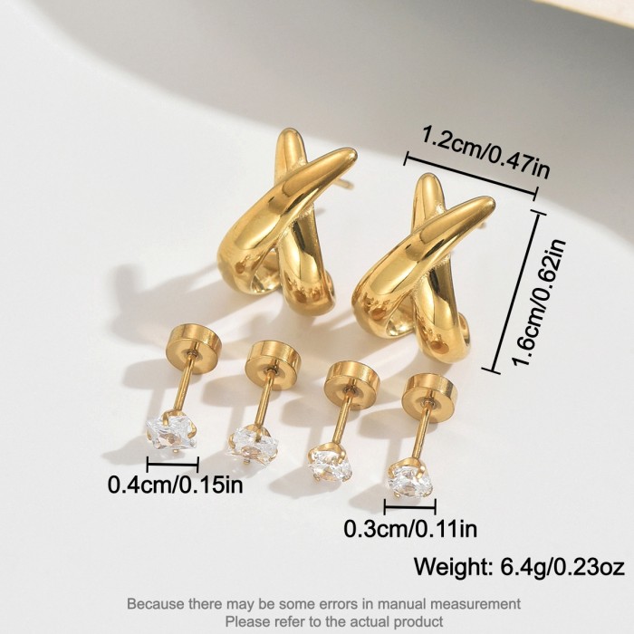 Wholesale Stainless Steel Criss-Cross Earrings Set