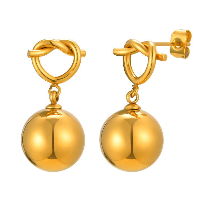 Wholesale Stainless Steel Hollow Bead Earrings
