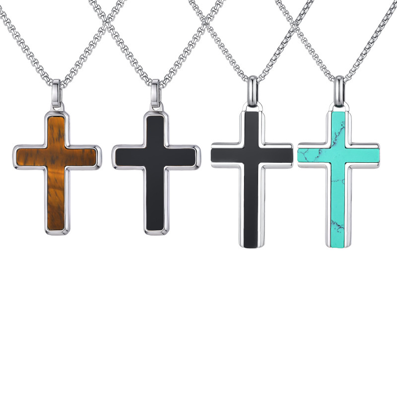 Wholesale Stainless Steel Cross with Natural Stone