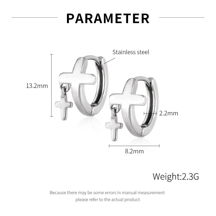Wholesale Stainless Steel Double Cross Earrings