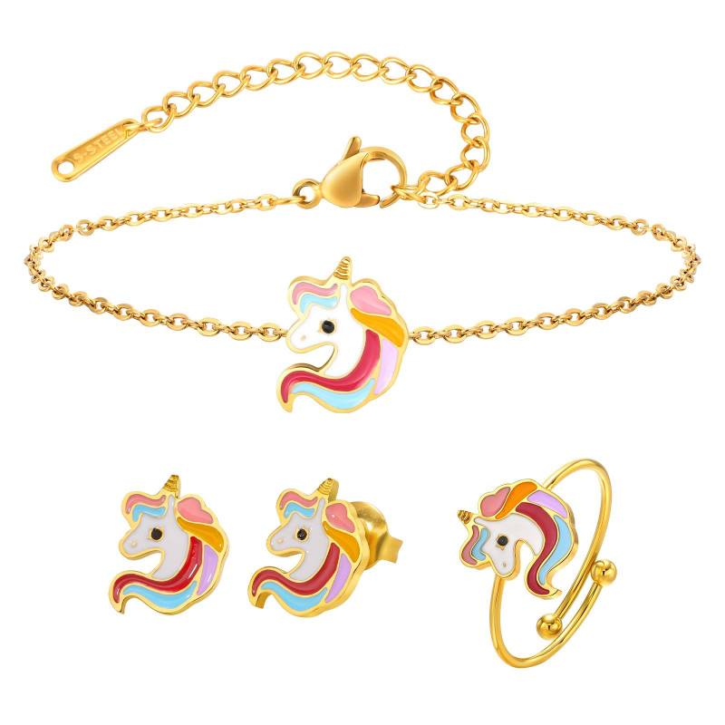 Wholesale Stainless Steel Cute Kids Bracelet Ring Earrings