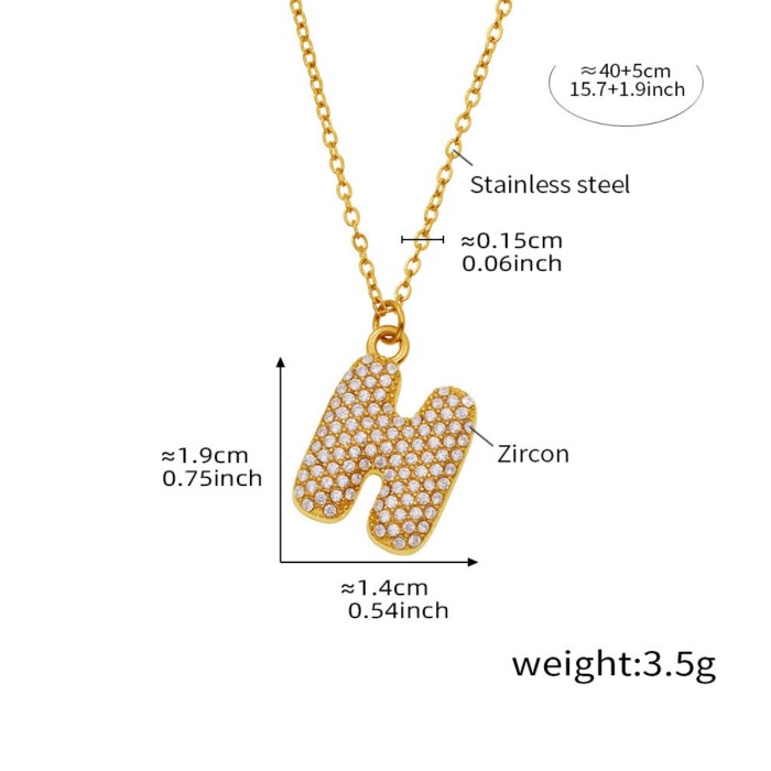 Wholesale Stainless Steel 5A CZ Initial Necklace