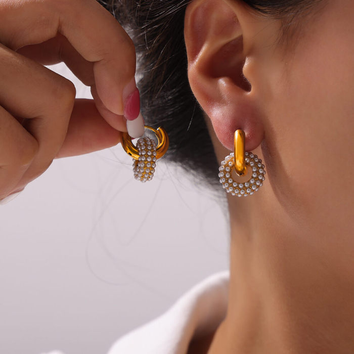 Wholesale Stainless Steel Pave Interlock Hoops with CZ