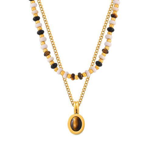 Wholesale Natural Stone Beads Stacking Chain Necklace