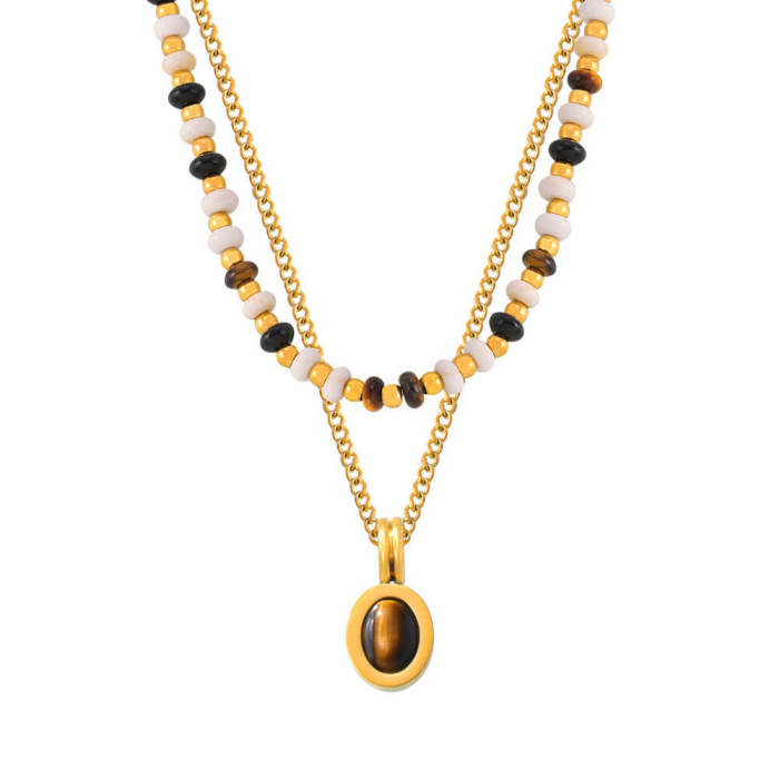 Wholesale Natural Stone Beads Stacking Chain Necklace