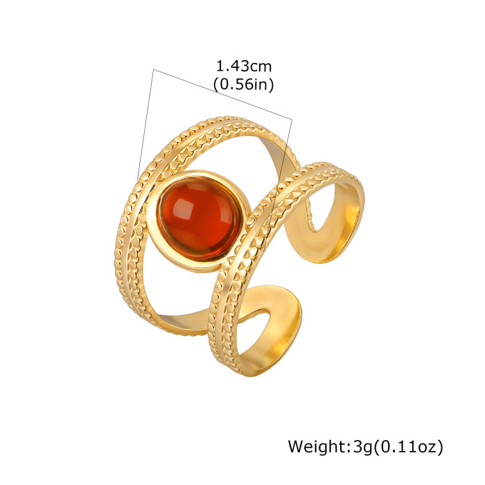 Minimalist Gold Plated Open Ring with Colorful Stones Bulk