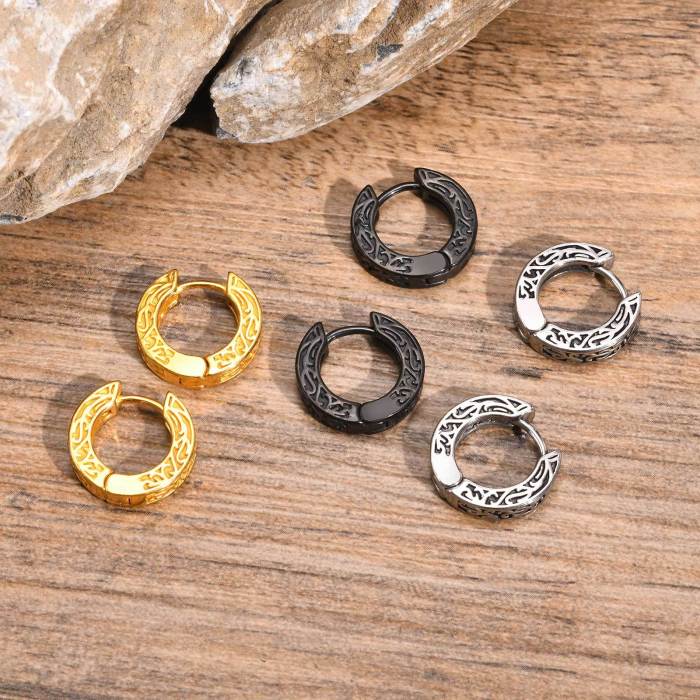 Wholesale Stainless Steel Mens Celtic Huggie Hoop Earrings