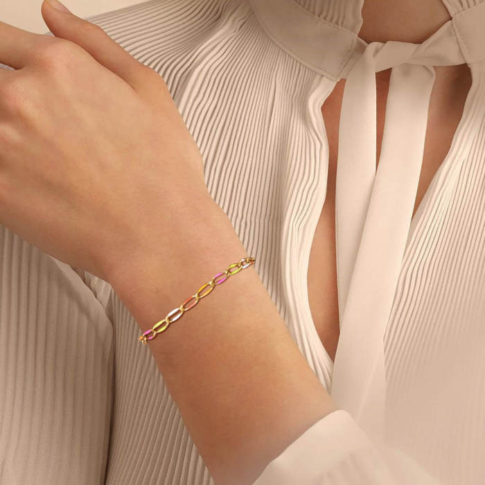 Wholesale Stainless Steel Colorful Chain Bracelet