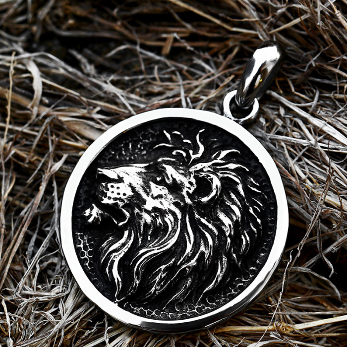 Wholesale Stainless Steel Embossed Lion Necklace