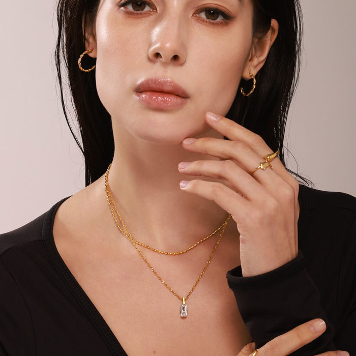 Wholesale Steel Multi-Layered Collarbone Necklace