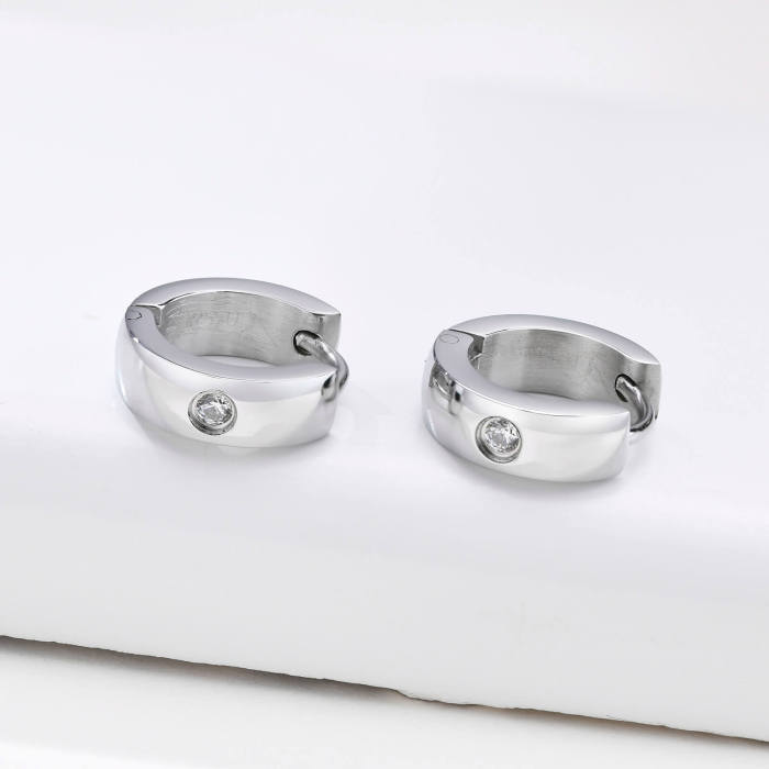 Wholesale Stainless Steel Huggie Earrings with CZ