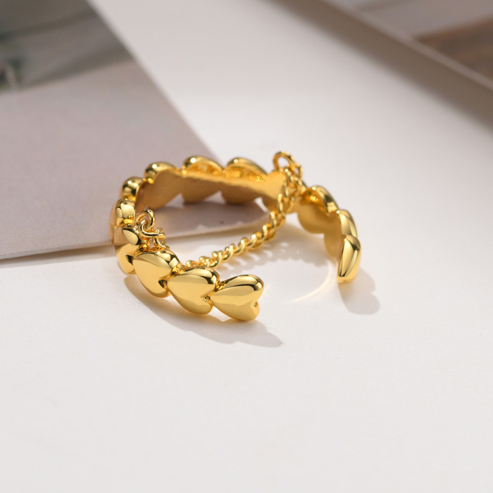 Wholesale New Style Copper Heart Link Ring