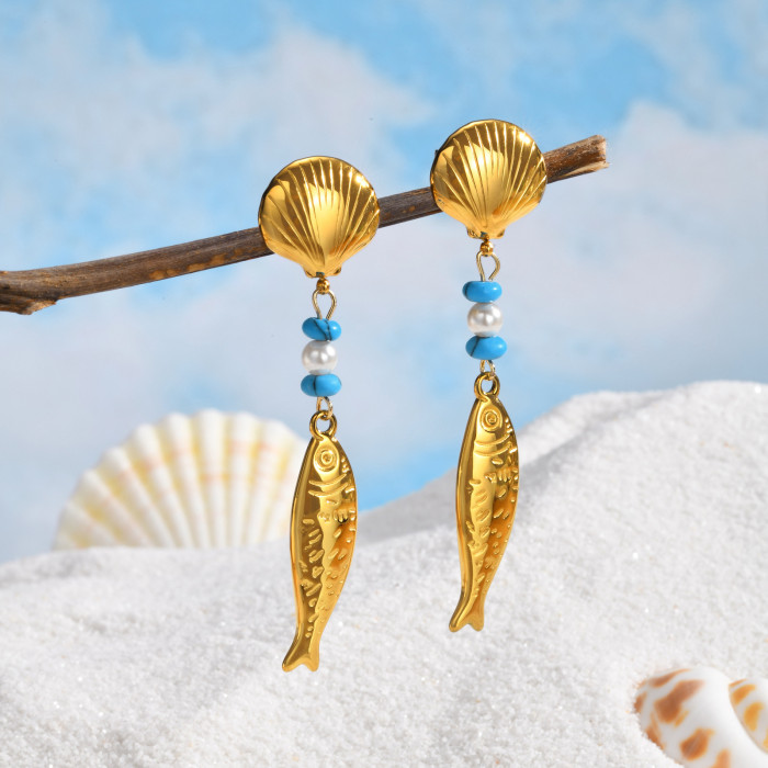 Wholesale Stainless Steel Marine Dangles Earrings