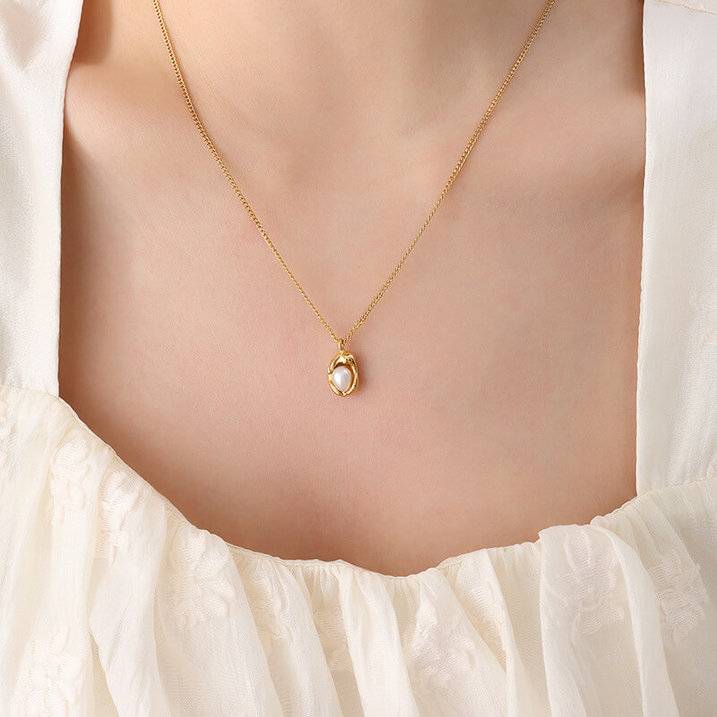 Wholesale Stainless Steel Nest Pearl Necklace for Women