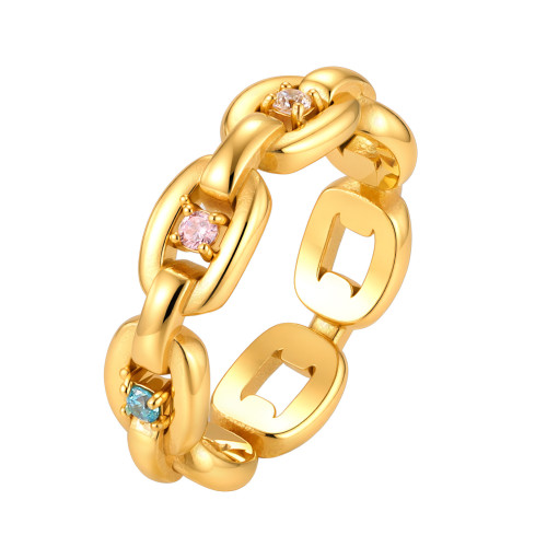 Wholesale CZ Inlay Stainless Steel Cuban Link Ring