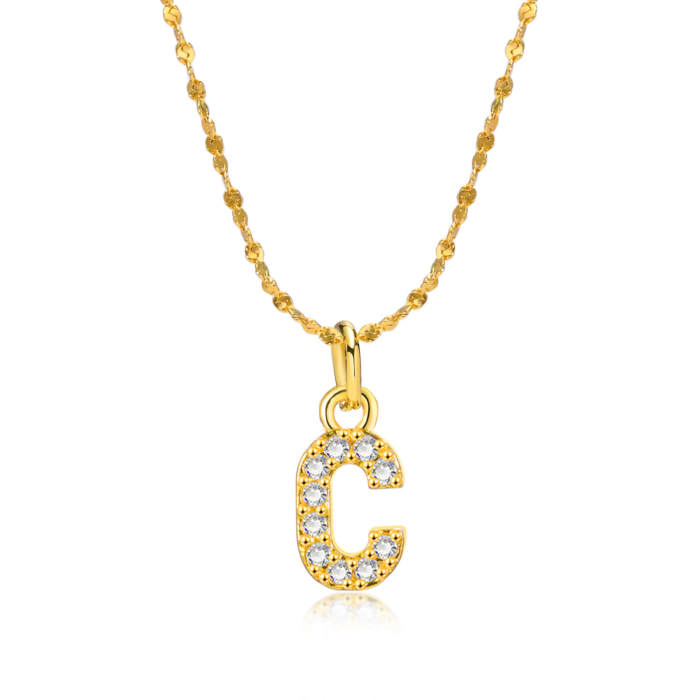 Wholesale Copper A Z Initial Lettter Pendant Necklaces