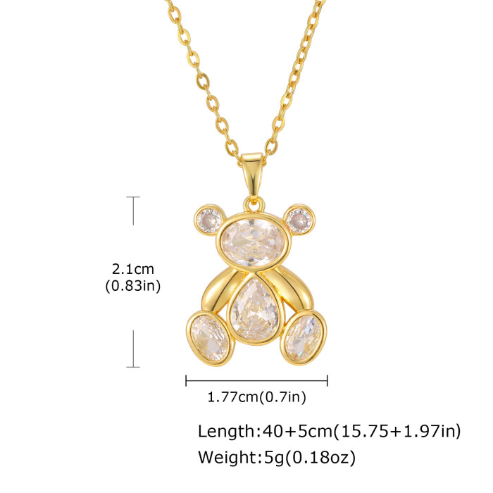 Wholesale 18K Gold Plated Zircon Teddy Bear Pendant