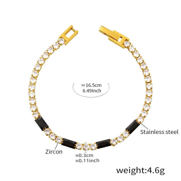 Wholesale Steel Square Multicolor CZ Bracelet