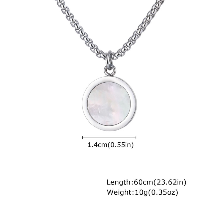 Wholesale Stainless Steel Simple Coin Pendant with Enamel