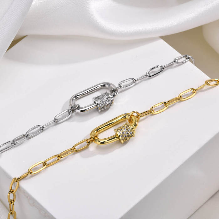 Wholesale Stainless Steel Fashion Geometric Paperclip Necklace