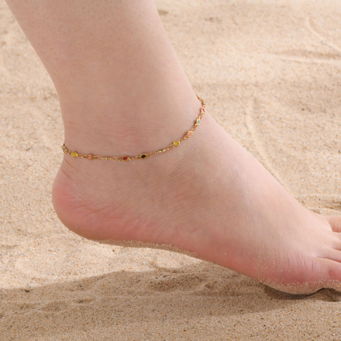 Wholesale Stainless Steel Colorful Heart Anklet