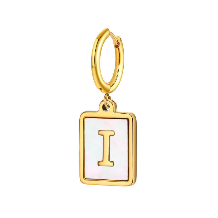 Wholesale Stainless Steel Initial Shell Huggie Hoop Earring