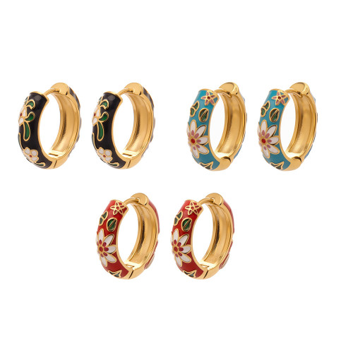 Wholesale Stainless Steel Enamel Hoop Earrings