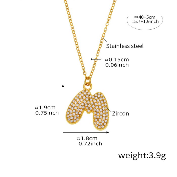 Wholesale Stainless Steel 5A CZ Initial Necklace