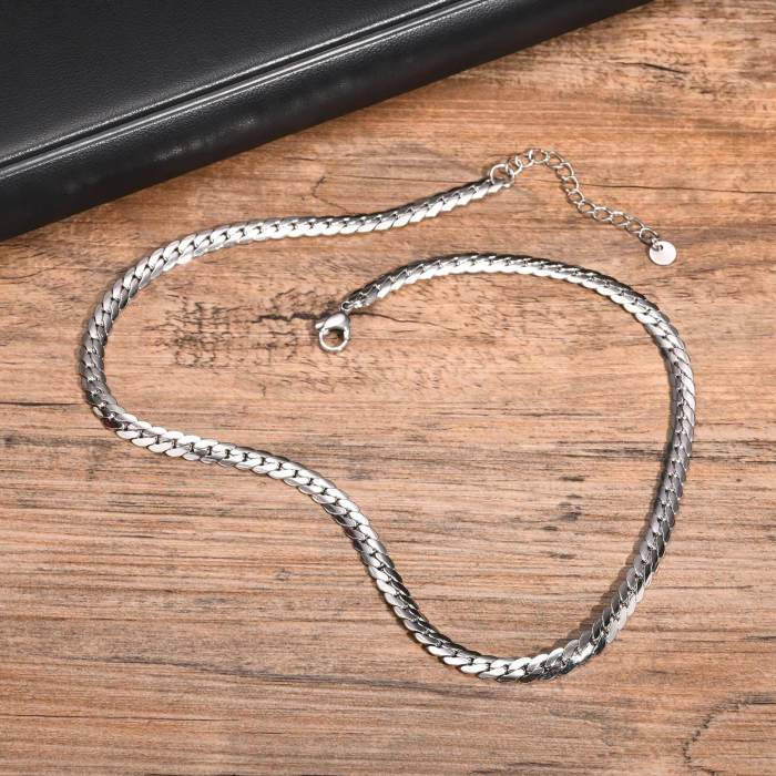 Wholesale Stainless Steel Flat NK Chain Necklace