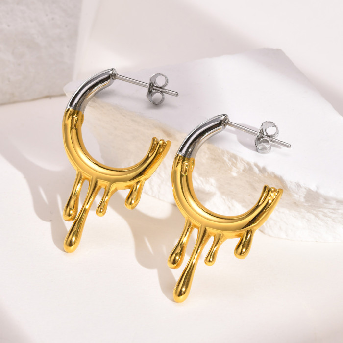 Wholesale Stainless Steel Stunning Drips Chunky Earrings