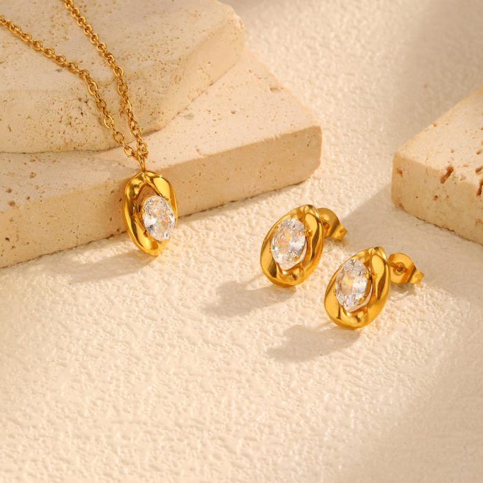 Wholesale Stainless Steel Earrings Necklace Set